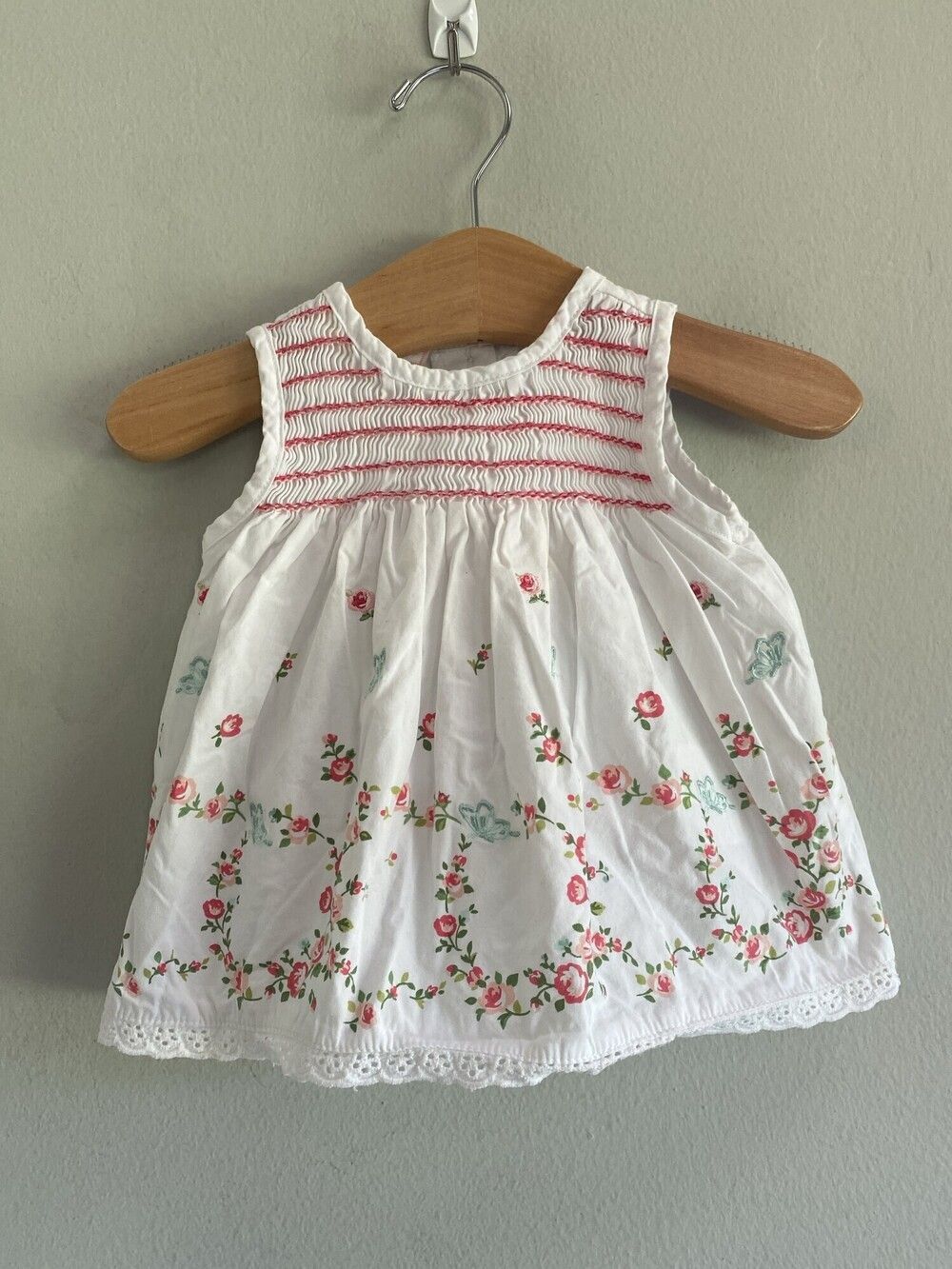 Boutique Floral Embroidered Cotton Top Baby 3-6M